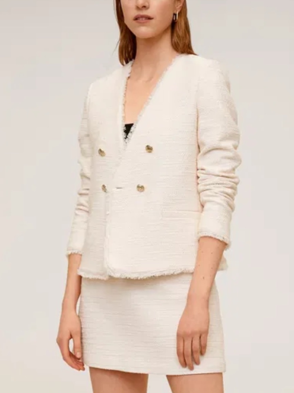 Additional Elle tweed blazer with gold buttons